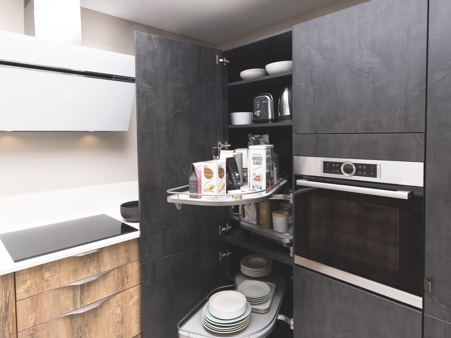 Cuisine Grise Et Bois Scandinave Cuisine Equipee Cuisinella